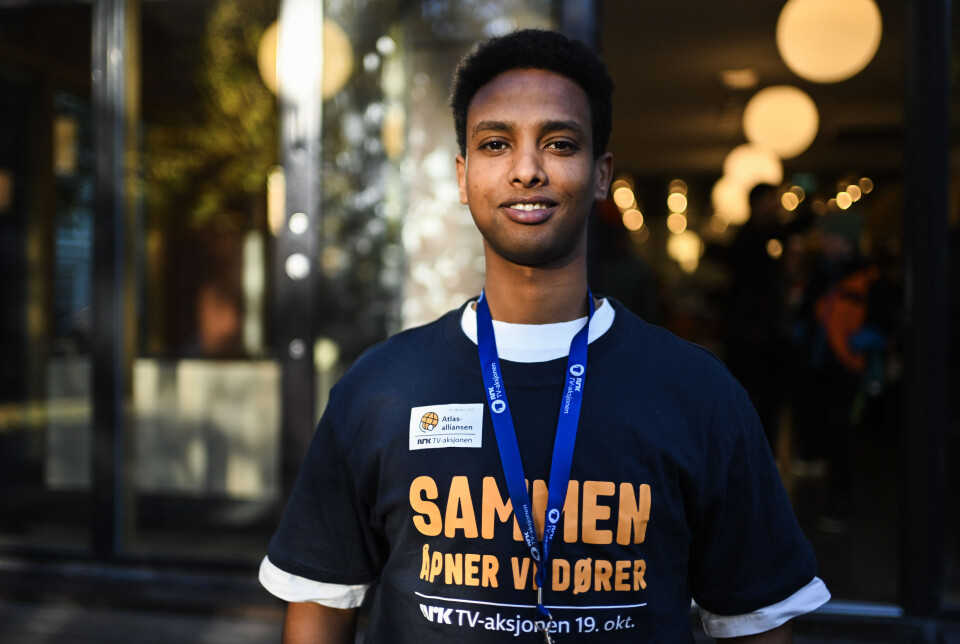 Abdinor Mahamed på Tøyen var en av 100 000 bøssebærere som samlet inn penger til Atlas-alliansen i går.