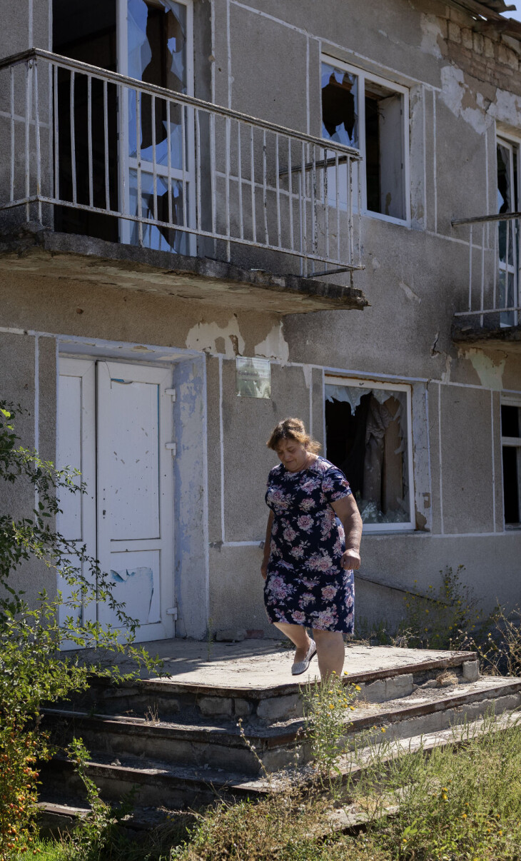 Administrasjonsbygningen, der Nataliia Cepic hadde sitt ordførerkontor, ble ødelagt under de harde kampene mellom ukrainske og russiske soldatene.