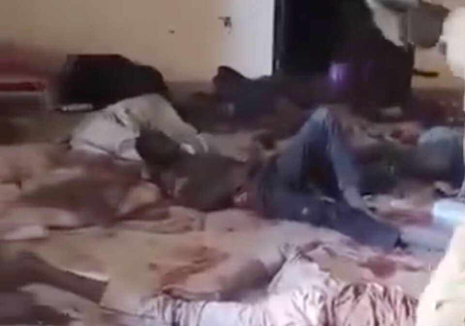 Stillbilde fra en video delt i sosiale medier av Mini Minawi, guvernør i Sudans Darfur-region, som angivelig viser livløse kropper på gulvet inne på Saudi Maternity Hospital i El-Fasher. Videoen er ikke verifisert.