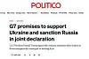 Politico-overskrift om G7-støtte til Ukraina og sanksjoner mot Russland.